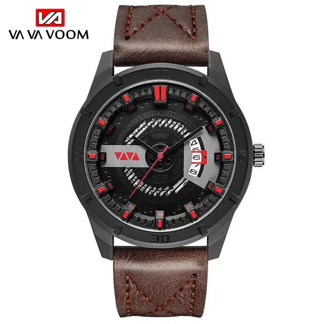 Relogio Masculino мужские часы Топ люксовый бренд модные спортивные водонепроницаемые часы мужские кожаные кварцевые часы мужские reloj hombre - Цвет: Brown Red