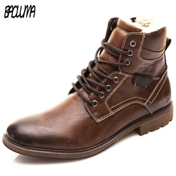 

Men's Boots Plush Warm Men's Snow Boots British Style Men Footwear Big Size Men's Western Boots Work Shoes Zapatos De Hombre
