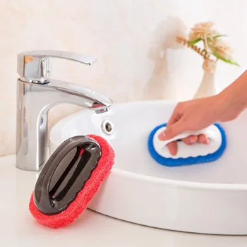 

Kitchen Bathroom Hand-Held Thick Sponge Cleaning Brush Strong Decontamination Pot Brush Tub Floor Scrubber Tablet Glass Brush