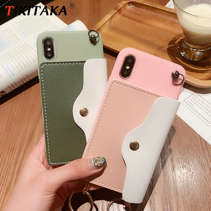 

Candy Color Wallet Case For iphone X XR 6 6s 7 8 Plus Xs Max PU Leather Card Slot With Lanyard Shoulder Strap Cover For iphone X