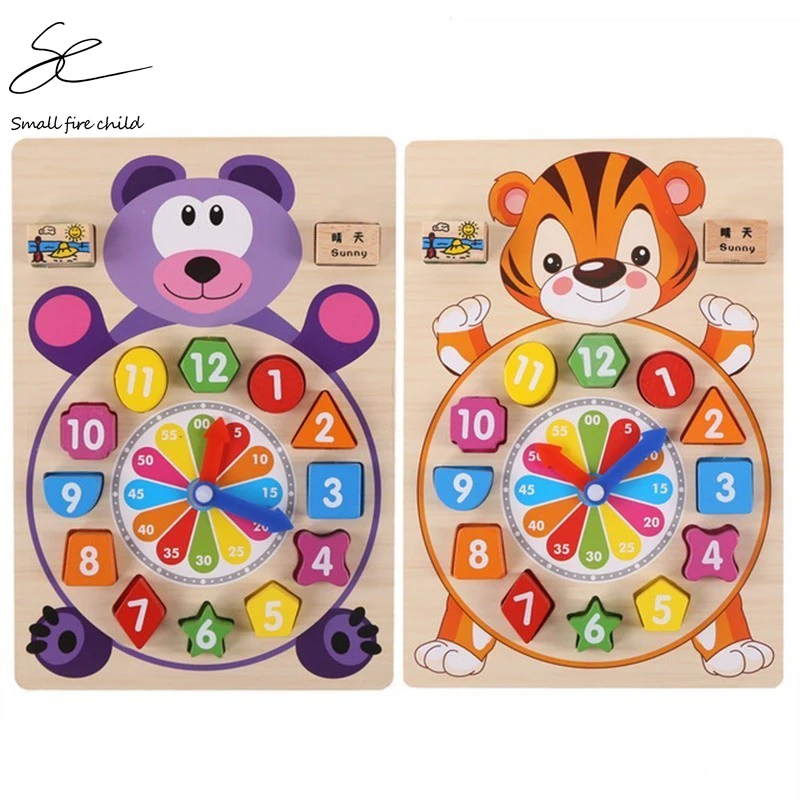  Baby Toys Wooden Block Clock Building Blocks Education Montessori Table Game Kids Toy for Children 