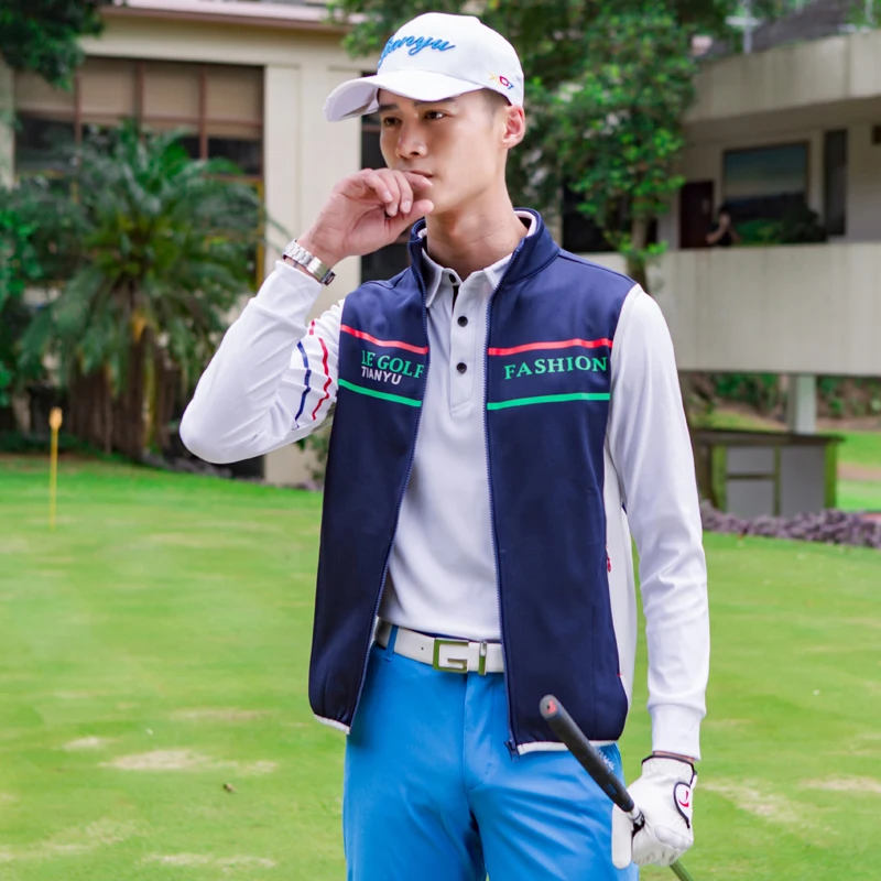 Golf Clothing Men's Vest Autumn Winter Warm Vest Sleeveless Windproof Golf Jacket Outdoor Sports Suit Shirt Plus Velvet