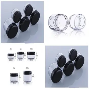 

3g 5g 10g 15g 20g Plastic Cosmetic Container Black Plastic Cream Jar Makeup Sample Jar Cosmetic Packaging Bottle