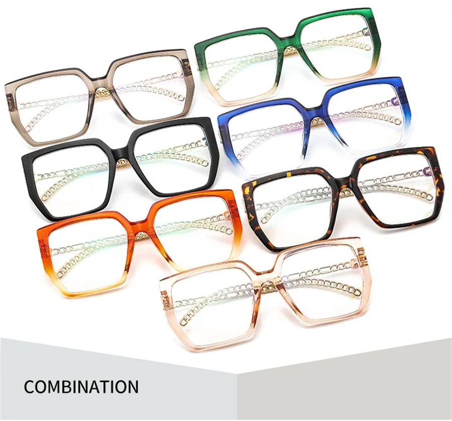 blue blocker sunglasses New Fashion Square Women Glasses Frame Clear Anti-Blu-Ray Spring Hinge Chain Legs Eyewear Men Optical Computer Ladies UV400 light blocking glasses