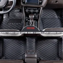 Пользовательские автомобильные коврики Renault Fluence Kadjar Captur Scenic 3 Laguna 3 Logan Sandero Duster Megane автомобильные аксессуары коврик для багажника