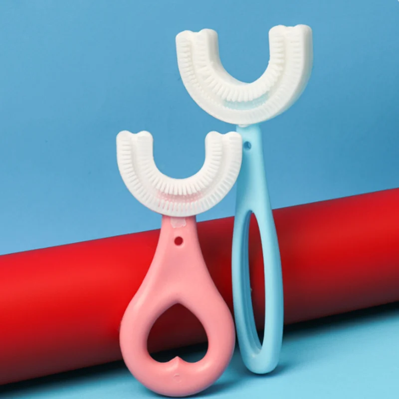 Cute U-shaped Baby Toothbrush Children's Toothbrush Oral Care Cleaning Brush Convenient and Simple Silicone Baby Toothbrush Oral