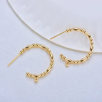 

4PCS 27MM 24K Gold Color Plated Brass Round with Hanging Hole Stud Earrings High Quality DIY Jewelry Making Findings