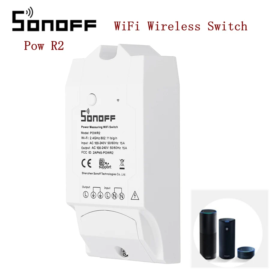 Sonoff Pow R2 WiFi беспроводной переключатель ВКЛ./ВЫКЛ. 15A умный дом с измерением