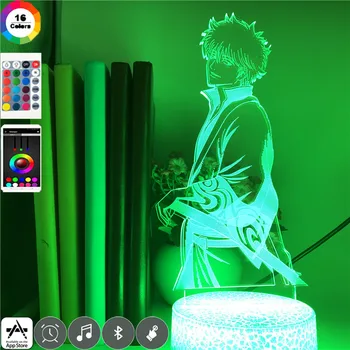 

Japanese Anime light GINTAMA Sakata Gintoki figure Nightlight 7 Colors 3d Led for Children Gift Table Lamp Bluetooth Speaker
