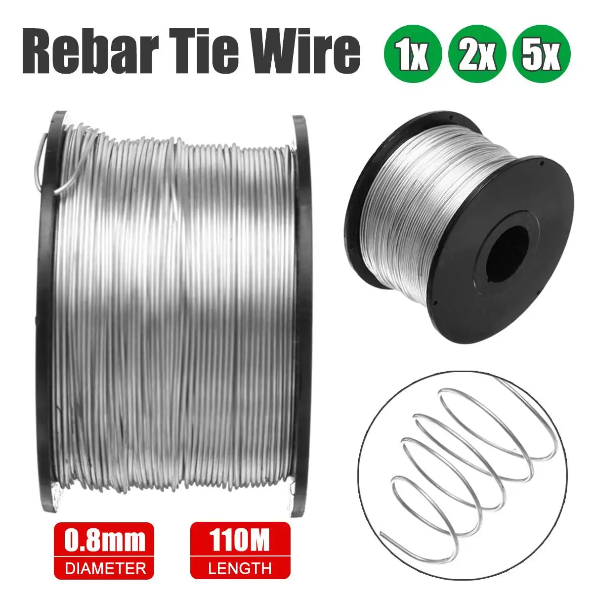 

1/2PCS 110M 0.8mm Steel Tie Wire Coil Antirust For Automatic Rebar Tying Machine