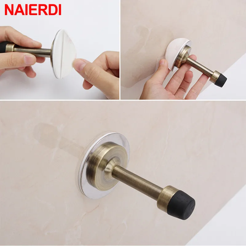 NAIERDI Stainless Steel Door Stops Wall Mounted Door Stopper Rubber Holder Catch Floor Fitting With Screws Bedroom Home Hardware - Image 6