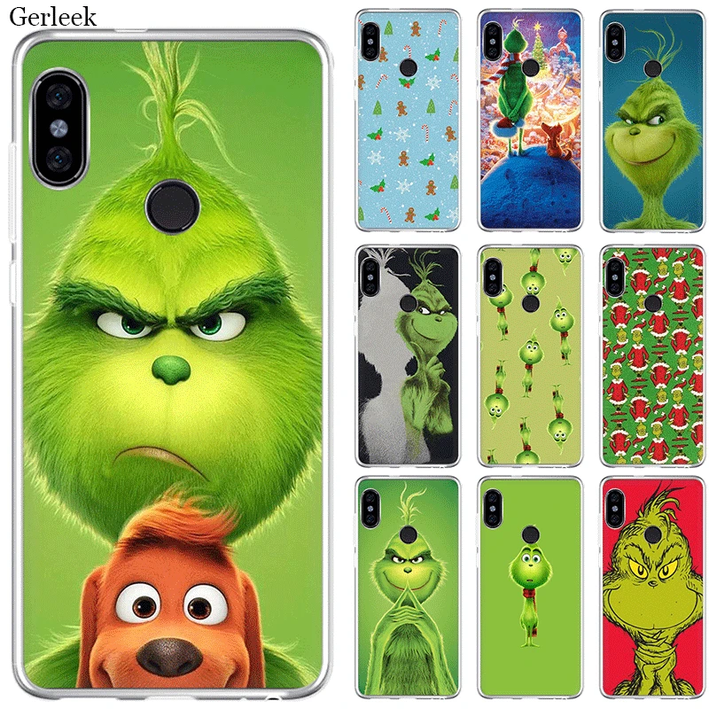 

Mobile Phone Case For Xiaomi Redmi Note 4 4X 3 5 6 7 Pro 5A Hard Cover Green Grinch