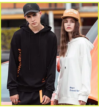 

Fashionable new street hip hop style drawstring printing loose casual Pullover long sleeve couple Hoodie Sweatshirt