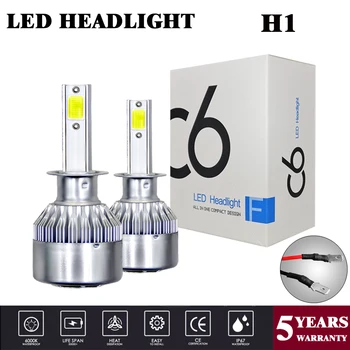 

2PCS H1 C6 Car Led Headlight Kit LED H1 COB 6000K 36W 8000LM Hi/Lo Beam Turbo Light White Lamps Bulbs