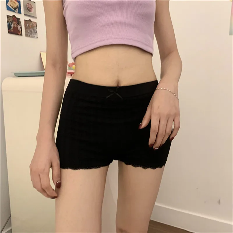 

Summer Safety Pant Anti Glare Thin Section Solid Color Boxer Underwear Bottoming Lace Four Corner Insurance Pants Women Students