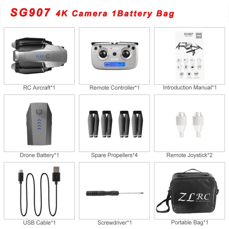 4K 1B with Bag GOOLRC SG907 gps Дрон с камерой 4K 5G Wifi RC Квадрокоптер оптический поток складной мини Дрон 1080P HD камера Дрон VS SG906 и SG901 - Цвет: 4K 1B with Bag