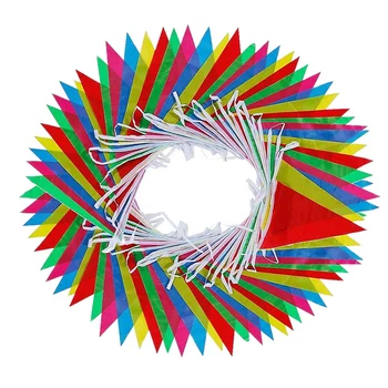 

ELEG-125 Feet Multicolor Nylon Pennant Banners With 100 e Flags For Indoor Outdoor Party Home Garden Decoration 38 Meter 28x18Cm