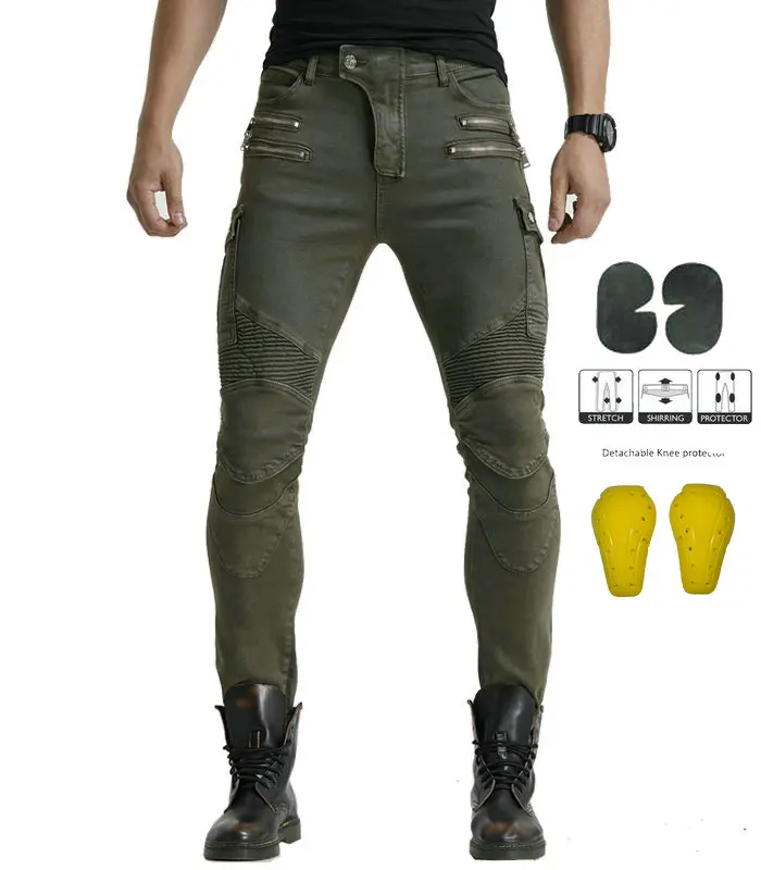 

HOT Motorcycle Pants Men Moto Jeans Zipper with 4 hip pads Riding Touring Scooter Trousers Motocross Zip pocket Pants Moto Pants