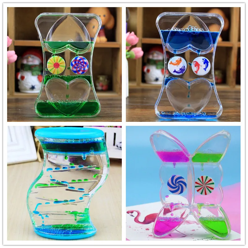 

Valentine's Day Double Hourglass Liquid Timer Visual Timer Oil Liquid Motion Hourglass Floating Desk Heart Decoration 2PC/Set