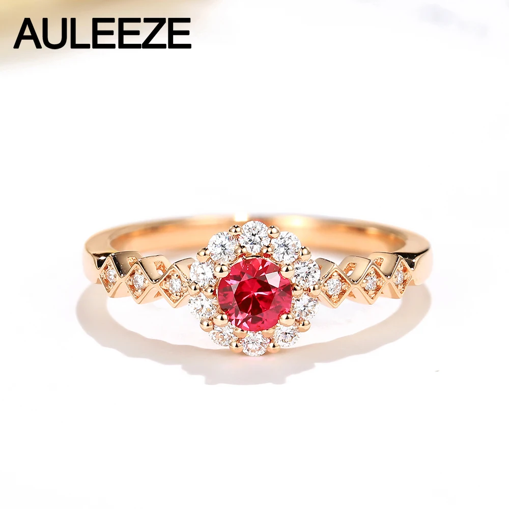 AULEEZE 0.25CT кольцо из природного рубина настоящий бриллиант 18 К розовое золото кольцо с драгоценным камнем Ювелирный Подарок на юбилей