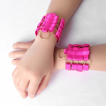 

Gothic Punk Style New O-ring Stitching Wristband Harness Christmas Clothing Round and Strappy Cage Bondage Adjust Hand Ornaments