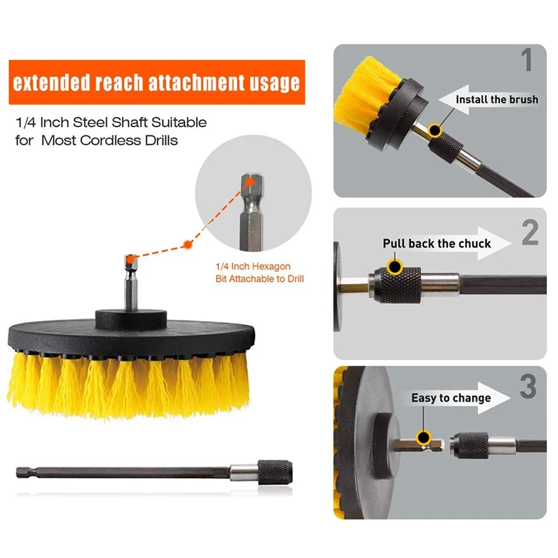 Najtaniej 12 sztuka szczotka na wiertarkę peeling klocki mocne ścieranie szczotka z przedłużona długa załącznik wszystkich celów do czyszczenia szorowania wiertarka akumulatorowa
