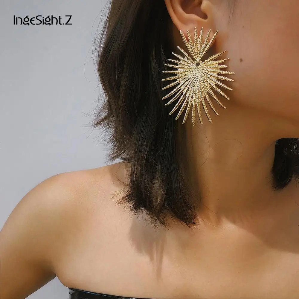 

IngeSight.Z Punk Exaggerated Heart Dangle Earrings 2019 for Women Statement Hip Hop Golden Geometric Big Drop Earrings Jewelry