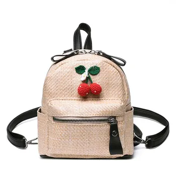 

5PCS / LOT Backpack Women Summer Straw Knitting Mini Shoulder Bag Hot Sale Cute Holiday Beach Backpack Knapsack