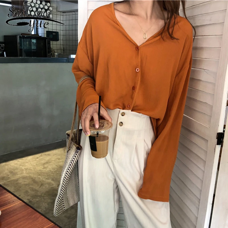 womens tops and blouses Fashion women blouse shirt lantern long sleeve women shirts solid stand collar office blouse 2516 50