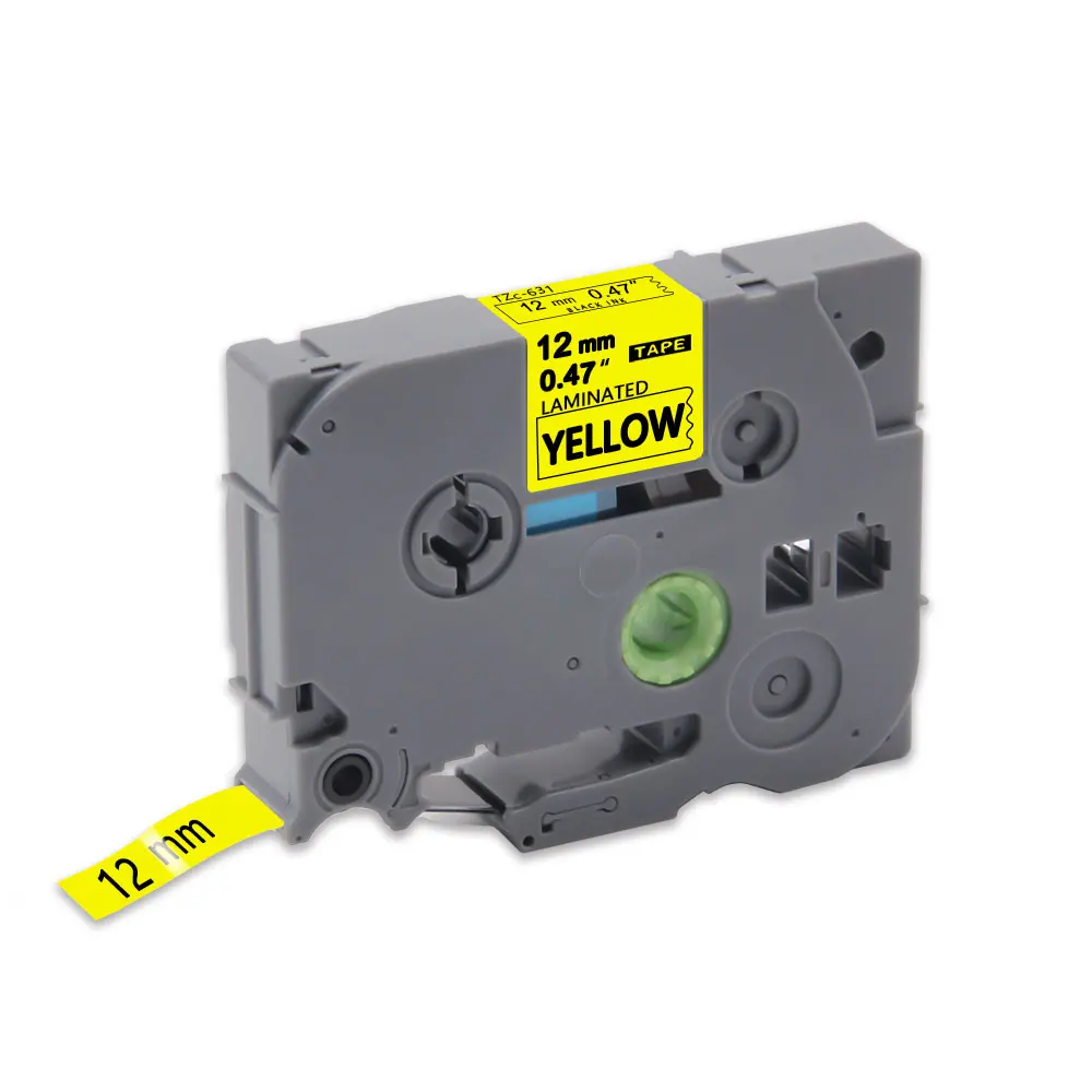 Black on Yellow UniPlus TZe131 tze231 tze431 tze531 tze631 tze731 12 мм Принтер этикеток для Brother герметизирующая ptfe-лента для E100 принтер этикеток P-touch мульти цветные Стикеры - Цвет: Black on Yellow