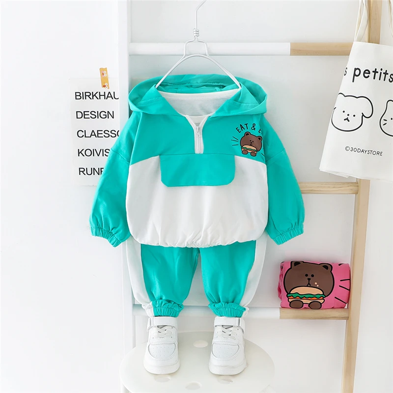 Goedkoop Hylkidhuose 2019 Baby Jongens Meisjes Kleding Sets Peuter Baby Kleding Suits Hooded Beer T shirt Broek Kinderen Kinderen Kostuum