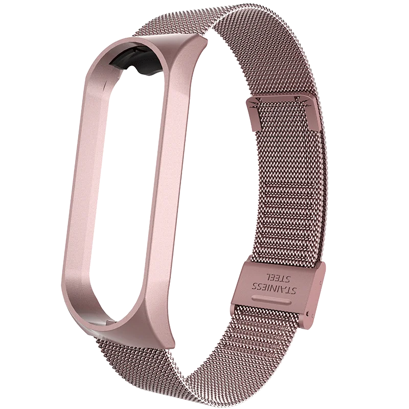 Rose pink Металлический ремешок для Xiaomi Mi band 3 умный браслет металлический браслет из нержавеющей стали ремешок для Xiaomi Mi band 3 Smart band - Цвет: Rose pink