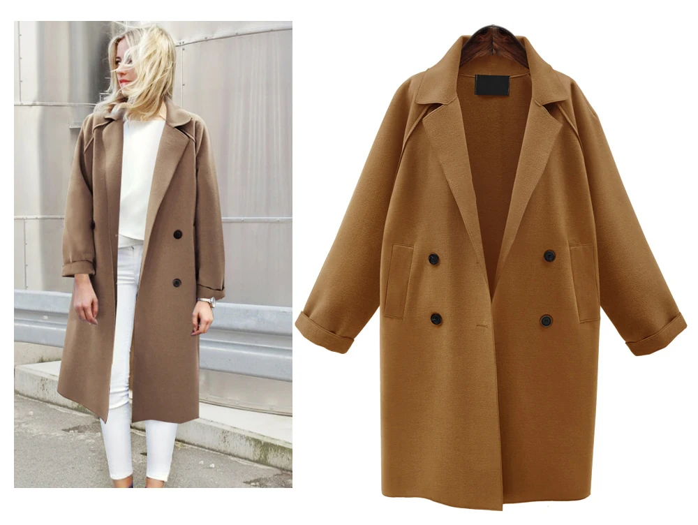 

2019 autumn and winter large size women's wool coat women's long windbreaker woolen coat ladies coat fashion slim woolen coats