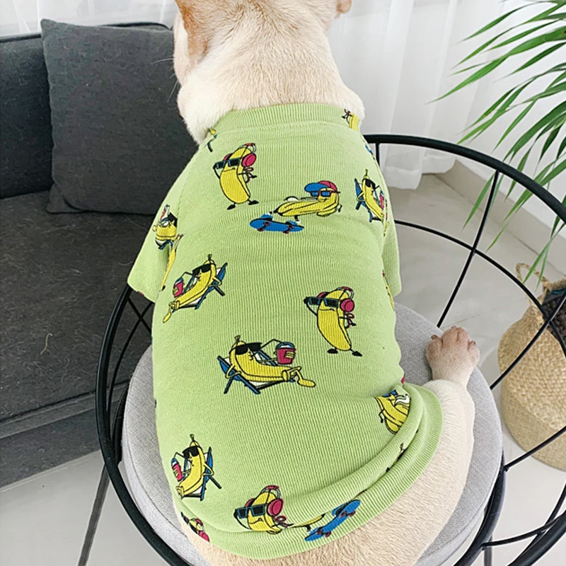 Хлопковое люди-щенок Одинаковая одежда для домашнего животного, собаки, одежда для детей Одежда для маленьких собак чихуахуа принт свитер костюм для мопса Ropa Perro - Color: Green Pet Sweater