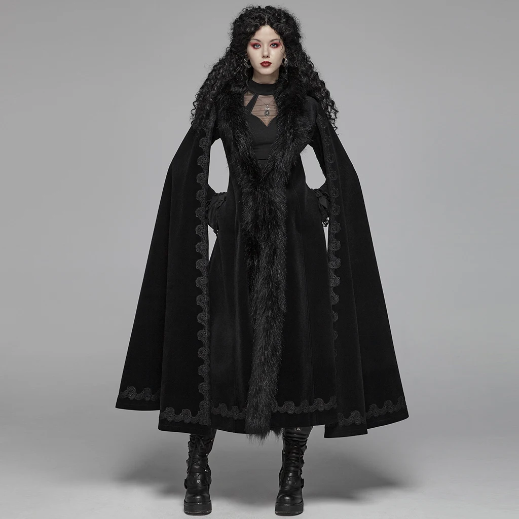 PUNKRAVE женская готическая винтажная длинная куртка великолепная Длинная накидка