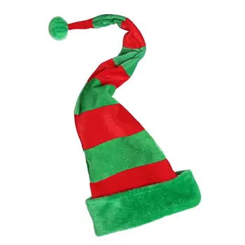 

Adult Kid 3D Christmas Party Elf Long Tail Hat Red Green Striped Funny Santa Cap Y1AC