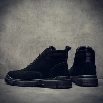 

2020 Boots Mens Leather Dress Black Platform Cowboy Ankle Boots Winter Fur Men Waterproof Motorcycle Western Man Boots Coturno