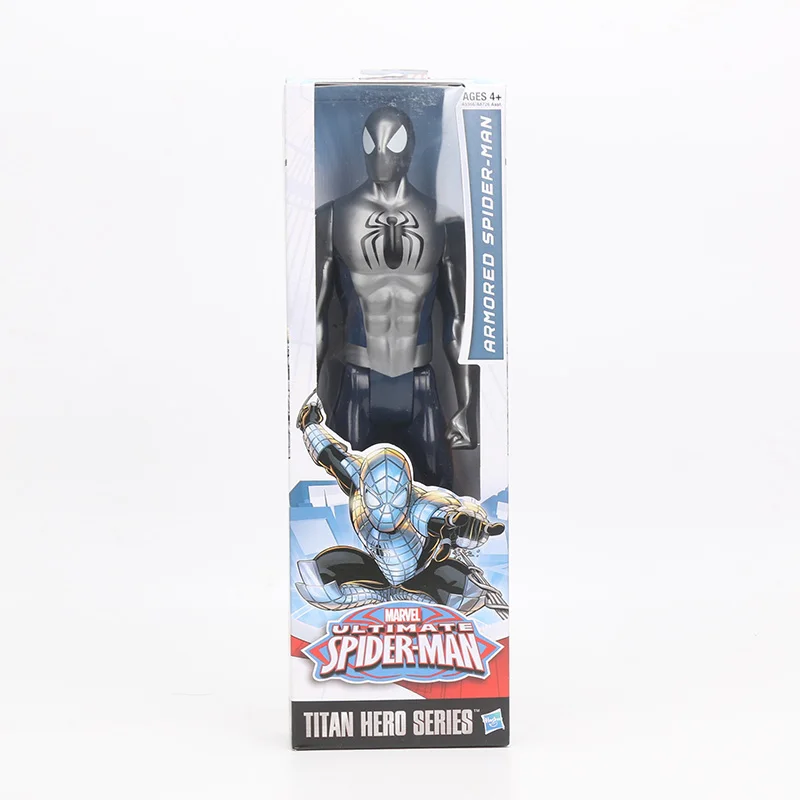 1" 30 см Marvel Мстители черный костюм Человек-паук фигурка игрушка Человек-паук Коллекционная модель игрушки Железный человек Тор - Цвет: sliver S in box