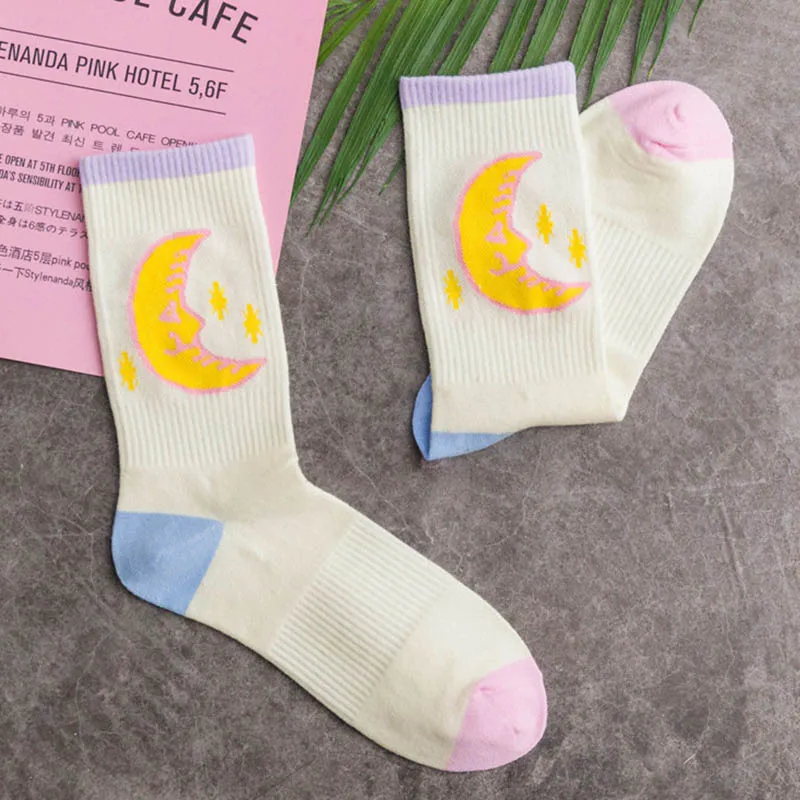 Креативные высококачественные модные Kawaii счастливые носки в стиле Харадзюку, женские забавные носки с принтом банана, фруктов, клубники, животных, носки с пламенем - Цвет: 25