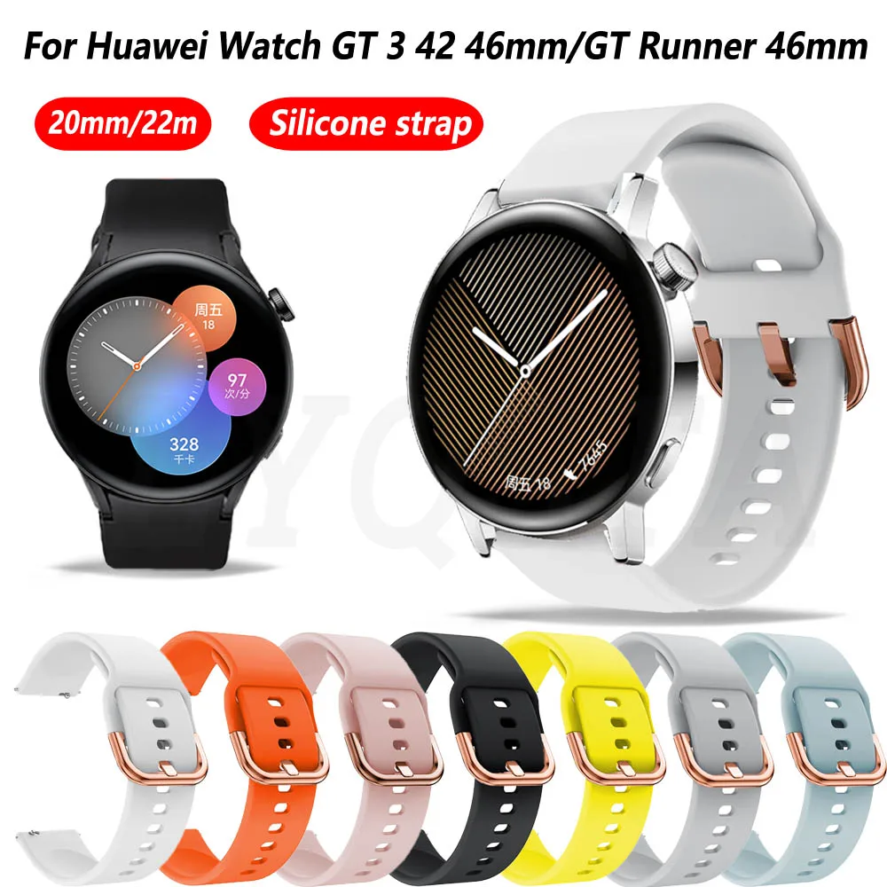 Ремешок силиконовый для Huawei Watch GT 3/GT3 42 мм браслет смарт-часов Huami Amazfit GTS 2 2e Mini Correa 20