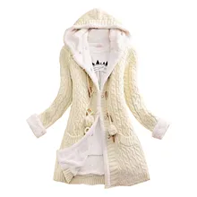 Cardigan d'hiver à capuche pour femmes, doublure polaire, pull tricoté, épais et chaud, manches longues, tricot, tissage, veste longue