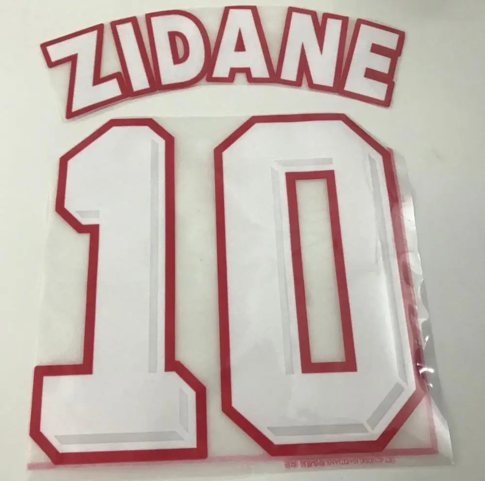 Ретро 1998 Франция#10 Зидан#12 Генрих напечатал nameset футбол штамповки патч значок - Цвет: ZIDANE