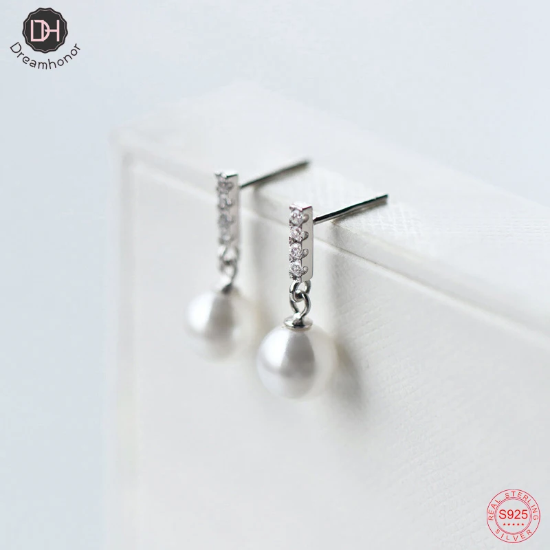 

Dreamhonor New Pearl Earrings 925 Sterling Silver Jewelry Vintage Style Natural Freshwater Pearl Stud Earring For Women Gift