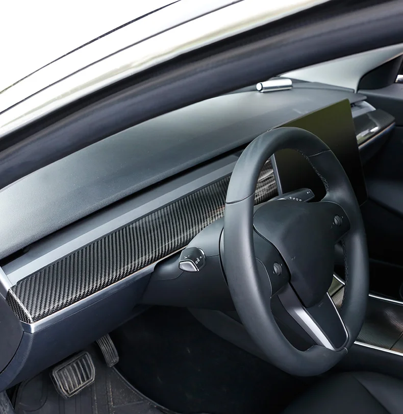 Настоящее углеродное волокно для Tesla модель 3- Автомобиль Стайлинг интерьер приборной панели консоль центр Крышка отделка Молдинг