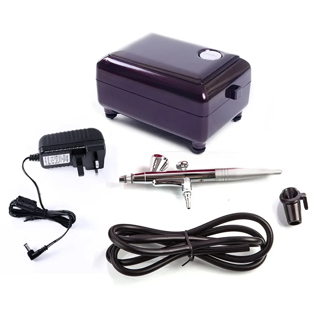 purple plug UK G-16B Beauty Airbrush Kit Nozzle Caliber Press Pull Double Action Switch Printing Nail tattoo DIY Painting - Цвет: purple plug UK