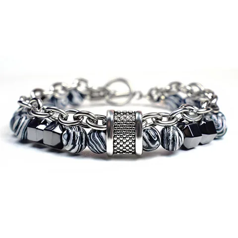 stone beads men accessories stainless steel women bracelet Hiphop bracciale uomo bileklik armbanden voor vrouwen jewelry