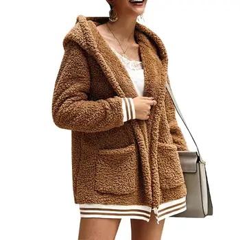 

coat Jacket Elegant pink shaggy women wool coat streetwear Autumn winter warm plush teddy coat Female plus size overcoat party