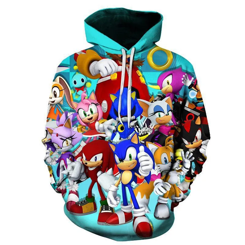 picture color Sonic 3D Модный пуловер худи Повседневный свитер с длинными рукавами одежда для мальчиков и девочек с объемным рисунком тонкое пальто с героями мультфильмов для родителей и детей - Цвет: picture color