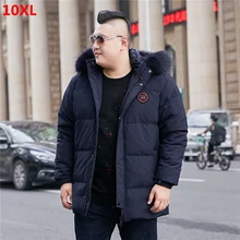 Новинка, большой размер, мужская куртка на утином пуху с большим меховым воротником и стоячим воротником, 160 кг, можно носить 4XL 5XL 6XL