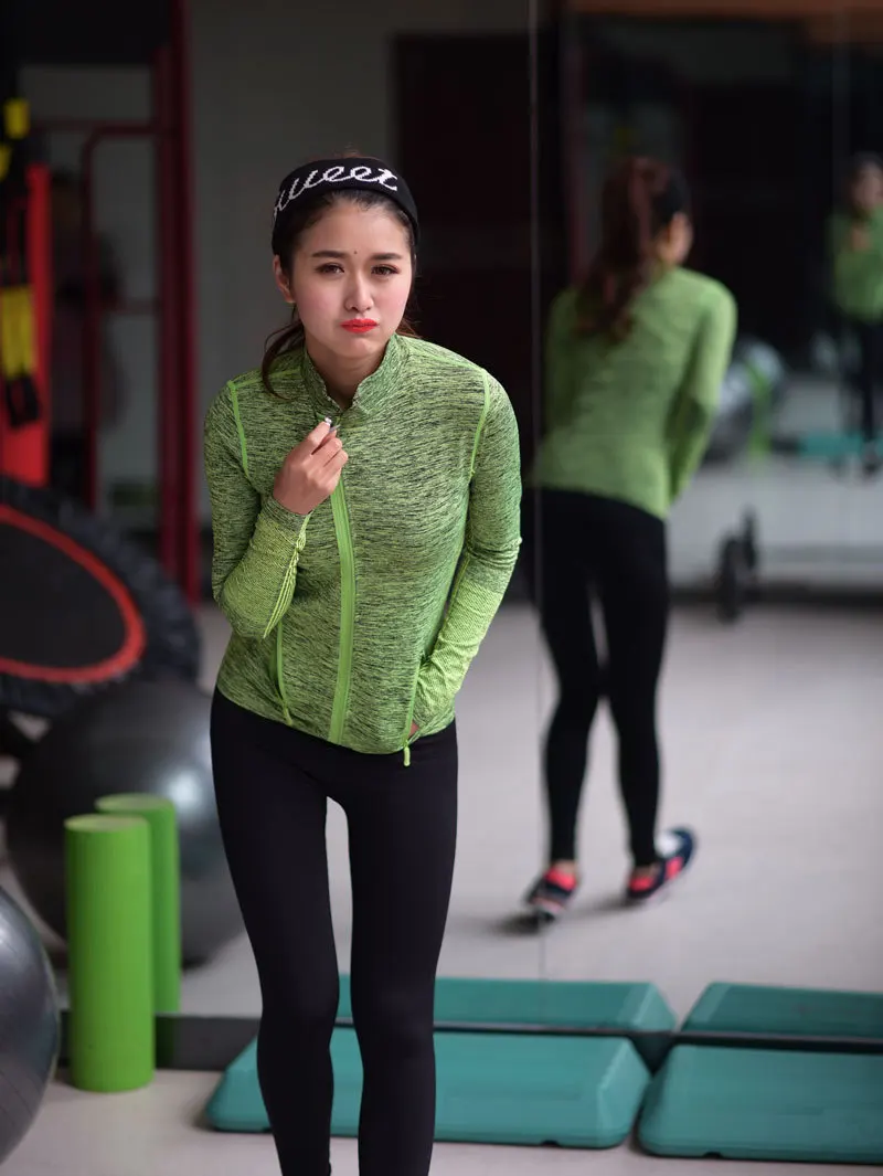 Cheongsam Стенд воротник быстросохнущее фитнес-пальто сегмент окрашенная косая молния спортивная с длинным рукавом Йога Бег дышащая куртка